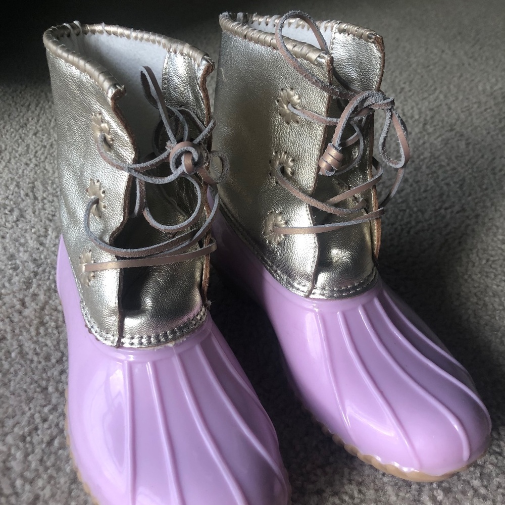 Jack Rogers Chloe Pink and Gold Metallic Boots Size 7